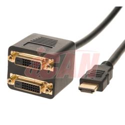 iCAN HDMI Male (Source) to 2 x DVI-D Female (Output) Splitting Adapter