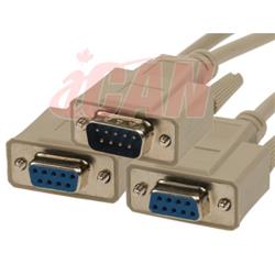 iCAN External Computer Serial Cable DB9 (M) to 2x DB9 (F) Y Cable, 1ft