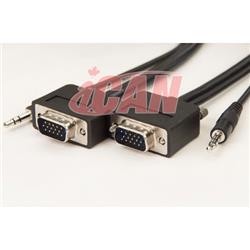 Vidéo et audio externes iCAN PC, câble audio VGA HD15 + 3,5 mm, 25 pieds