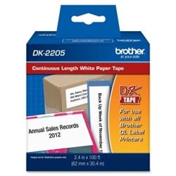 Brother DK2205 Paper Tape - 2 7/16" Width x 100 ft Length - 1 / Roll - Direct Thermal