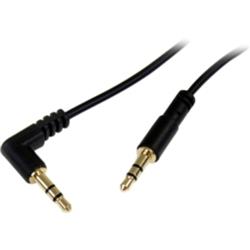 STARTECH Slim 3.5mm to Right Angle Stereo Audio Cable - M/M - 3 ft.