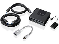 IOGEAR Commutateur de partage de périphériques USB 3.0 4x2 avec adapta