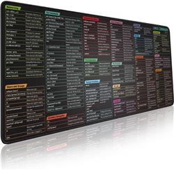 Tapis de souris avec commandes Linux - Grand tapis de souris XL avec aide-mémoire