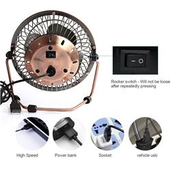 iCAN ATC-401A 4" Retro Air USB Mini Desk Fan - Bronze