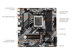 GIGABYTE B650M K AM5 LGA 1718 AMD B650 M-ATX Motherboard with 5-Year Warranty, DDR5, 2x PCIe 4.0 M.2, PCIe 4.0, USB 3.2 Gen2...