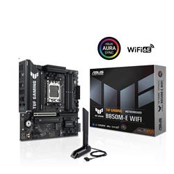 ASUS TUF GAMING B850M-E WIFI AMD B850 mATX motherboard, 8+2+1 80A DrMOS power stages, DDR5, PCIe 5.0, three M.2 slots, WiFi 6E, 2.5Gb Ethernet, DisplayPort, HDMI™, rear USB-C 10Gbps and front USB-C 5Gbps