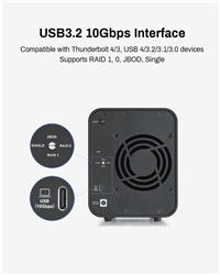 TerraMaster D2-320 Boîtier de stockage DAS à 2 baies (sans disques)