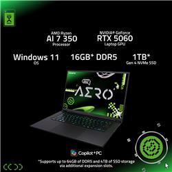 Gigabyte AERO X16 Copilot+16" Ryzen AI 7 350 RTX 5060 16GB 1TB Win11H