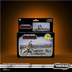 Hasbro Star Wars The Vintage Collection Speeder Bike Vehicle with 3 3/4-Inch Scout Trooper and Grogu Action Figures