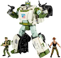 Hasbro Transformers Collaborative G.I. Joe x Transformers Autobot Kup Triple T 9-inch Action Figure, O-Ring 3.75-inch SGT Slaug