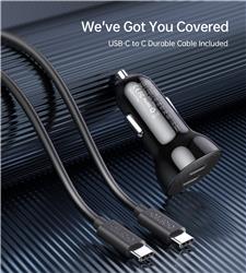 Choetech 36W Dual USB-C PD Car Charger | 1M C to C Cable(Open Box)