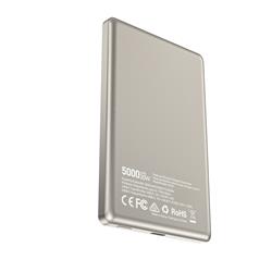 Batterie externe magnétique sans fil mince et portable 5000 mAh PD 20 W USB-C, blanche
