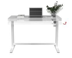 iCAN Office Desk, Electric Height Adjustable, 120*60*72-120cm, 12mm Wooden Tabletop, 2 Type A, 1 Type C, White