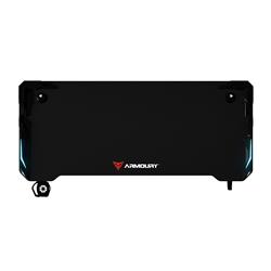 Armoury RGB Gaming Desk, 140*65*75cm, Cup Holder, Carbon Fibre Grain Top, Black(Open Box)