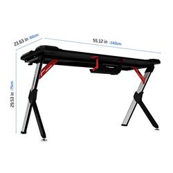 Armoury RGB Gaming Desk, 140*65*75cm, Cup Holder, Carbon Fibre Grain Top, Black(Open Box)