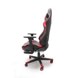 iCAN Racing Gaming Chair, Footrest, PU leather, 3D Armrest, 60mm PU Caster, Black & Red(Open Box)