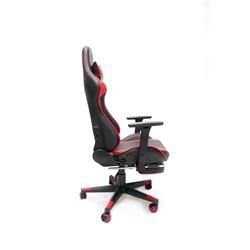 iCAN Racing Gaming Chair, Footrest, PU leather, 3D Armrest, 60mm PU Caster, Black & Red(Open Box)