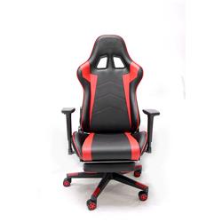 iCAN Racing Gaming Chair, Footrest, PU leather, 3D Armrest, 60mm PU Caster, Black & Red(Open Box)