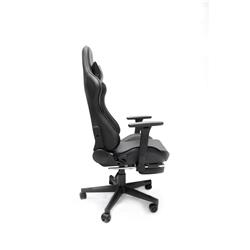 iCAN Racing Gaming Chair, Footrest, PU leather, 3D Armrest, 60mm PU Caster, Black.