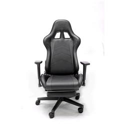 iCAN Racing Gaming Chair, Footrest, PU leather, 3D Armrest, 60mm PU Caster, Black.