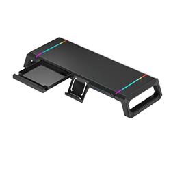 iCAN T1 Monitor Stand Riser with 4 USB 3.0 Hub, with Phone Holder and Storage Drawer, RGB Lights, Desk Organizer Monitor Shelf 