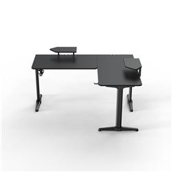 Armoury L-Shaped  Gaming Desk with Carbon fibre grain desktop and Monitor Stand, Office Workstation, 160*120*75cm, Black