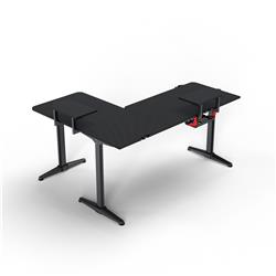 Armoury L-Shaped  Gaming Desk with Carbon fibre grain desktop and Monitor Stand, Office Workstation, 160*120*75cm, Black