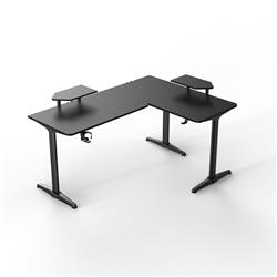 Armoury L-Shaped  Gaming Desk with Carbon fibre grain desktop and Monitor Stand, Office Workstation, 160*120*75cm, Black