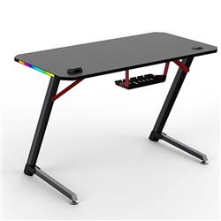 Armoury RGB Gaming Desk with Headphone Hooks and Cup Holder, 120*60*75cm, Carbon Fibre Grain Top, Black