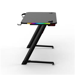 Armoury RGB Gaming Desk with Headphone Hooks and Cup Holder, 120*60*75cm, Carbon Fibre Grain Top, Black