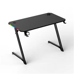 Armoury RGB Gaming Desk with Headphone Hooks and Cup Holder, 120*60*75cm, Carbon Fibre Grain Top, Black