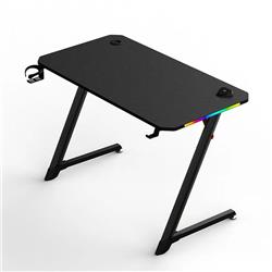 Armoury RGB Gaming Desk with Headphone Hooks and Cup Holder, 120*60*75cm, Carbon Fibre Grain Top, Black