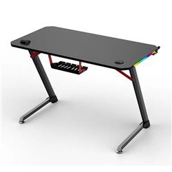 Armoury RGB Gaming Desk with Headphone Hooks and Cup Holder, 120*60*75cm, Carbon Fibre Grain Top, Black