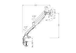 iCAN DLB502 10"-27" Single Screen Monitor Mount, 360 Degree Swivel, Gas Spring, White.