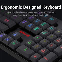 Redragon S107 3-in-1 Combo, 104 Key Gaming Keyboard, Black with Red(Open Box)