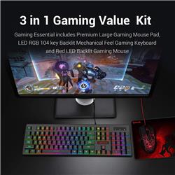 Redragon S107 3-in-1 Combo, 104 Key Gaming Keyboard, Black with Red(Open Box)