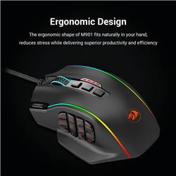 Redragon M901 Perdiction Wired Gaming Mouse with high speed gaming sensor-12400DPI  [M901-K-2](Open Box)