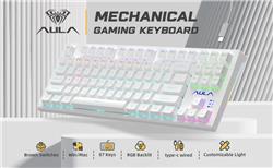 AULA F3032 TKL White Mechanical Gaming Keyboard Brown Switch(Open Box)