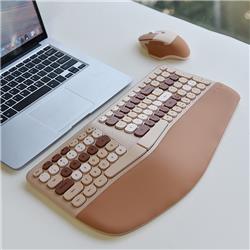 MOFii NOMI 2.4G Wireless Ergonomic Office Keyboard and  Mouse Combo Multicolor Brown