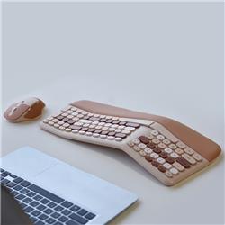 MOFii NOMI 2.4G Wireless Ergonomic Office Keyboard and  Mouse Combo Multicolor Brown