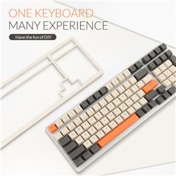 RII RK909 Clavier de jeu mécanique rétroéclairé LED avec commutation bleue, sans fil/Bluetooth/filaire en tri-mode 2,4 GHz(O...