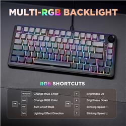 Yunzii B75 Wired RGB 75% Black Gaming Keyboard Pre Lubed Linear Switch(Open Box)