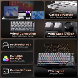 Yunzii B75 Wired RGB Black Gaming Keyboard Pre-lubed Tactile Switch