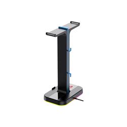 Havit TH650 RGB Headset Stand with Dual Hanger & 2 USB Ports, Black