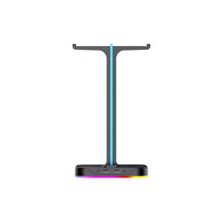 Havit TH650 RGB Headset Stand with Dual Hanger & 2 USB Ports, Black