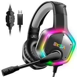 EKSA E1000 USB RGB Gaming Headset with 7.1 Surround Stereo Sound