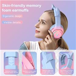 Onikuma K9-Pink Blue Gaming Headset with Cat Ears