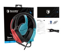 SADES SA-725 Blue Red Spwoer  Gaming Headset