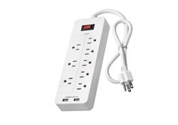 iCAN 8 Outlets 2 USB-A Surge Protector with 3ft Cord