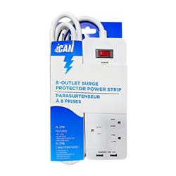 iCAN 8 Outlets 2 USB-A Surge Protector with 6ft Cord